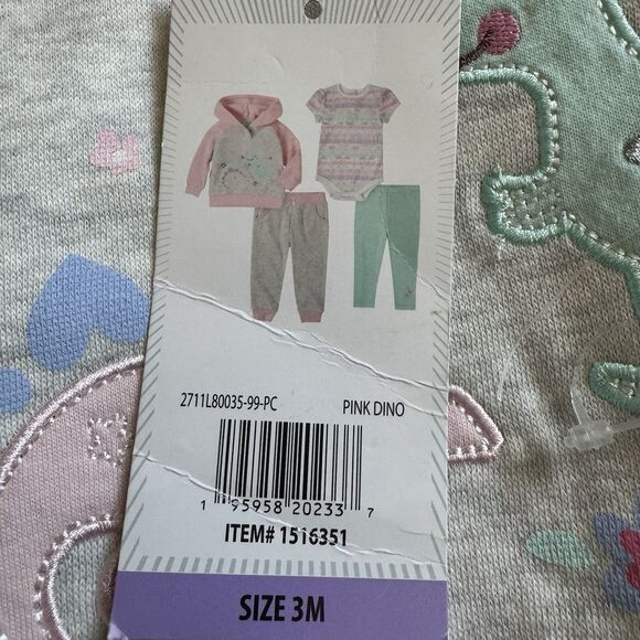 Kids Headquarters Infant 3 Months Girls 4-Piece Hoodie T-Shirt Jogger Legging - Picture 7 of 7